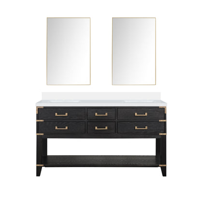 Norwalk 60 in W x 22 in D Black Oak Double Bath Vanity