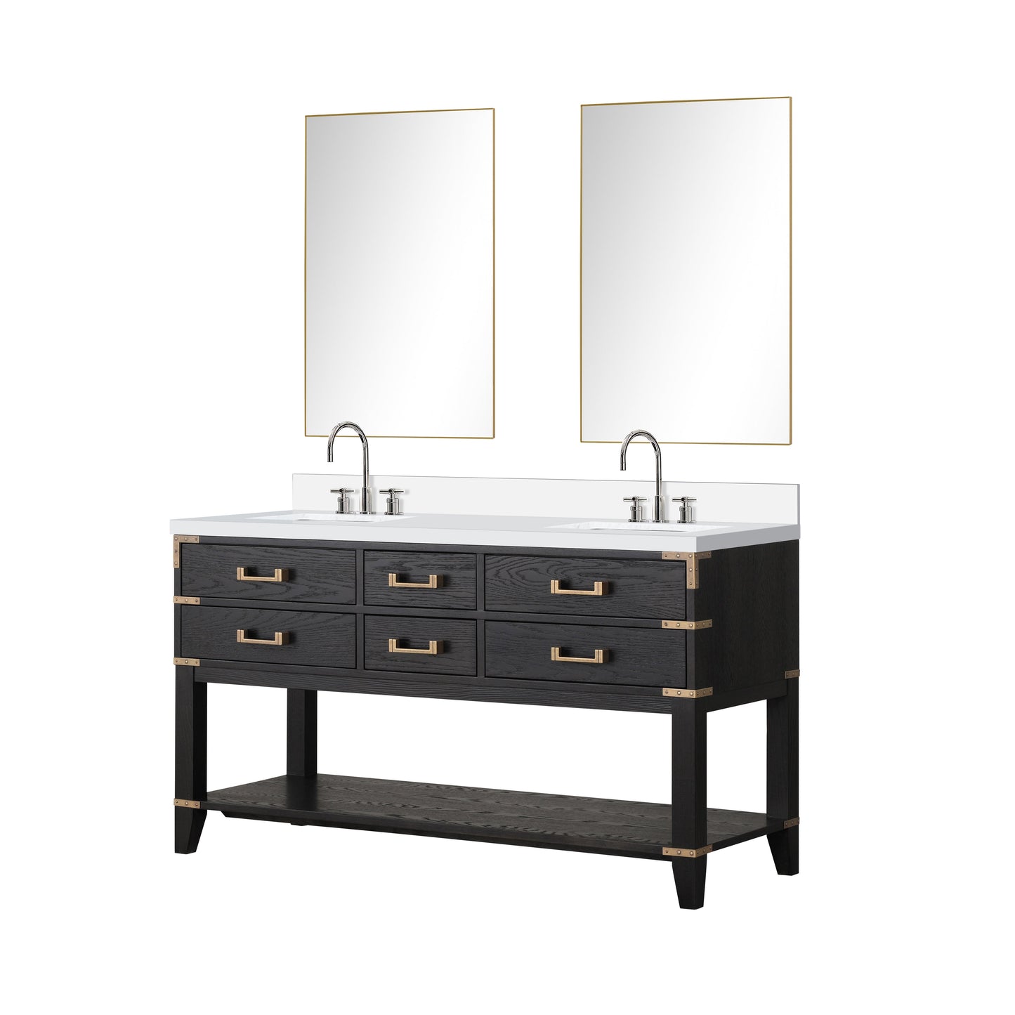 Norwalk 60 in W x 22 in D Black Oak Double Bath Vanity