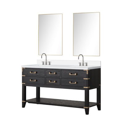 Norwalk 60 in W x 22 in D Black Oak Double Bath Vanity