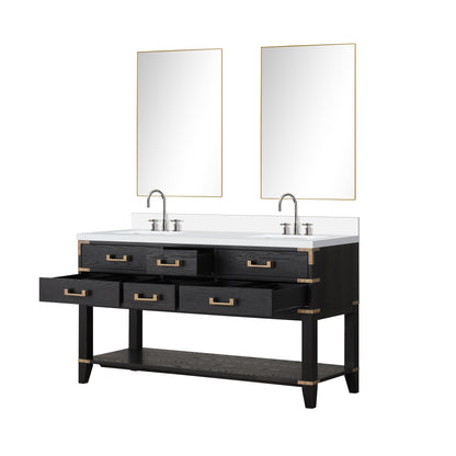 Norwalk 60 in W x 22 in D Black Oak Double Bath Vanity