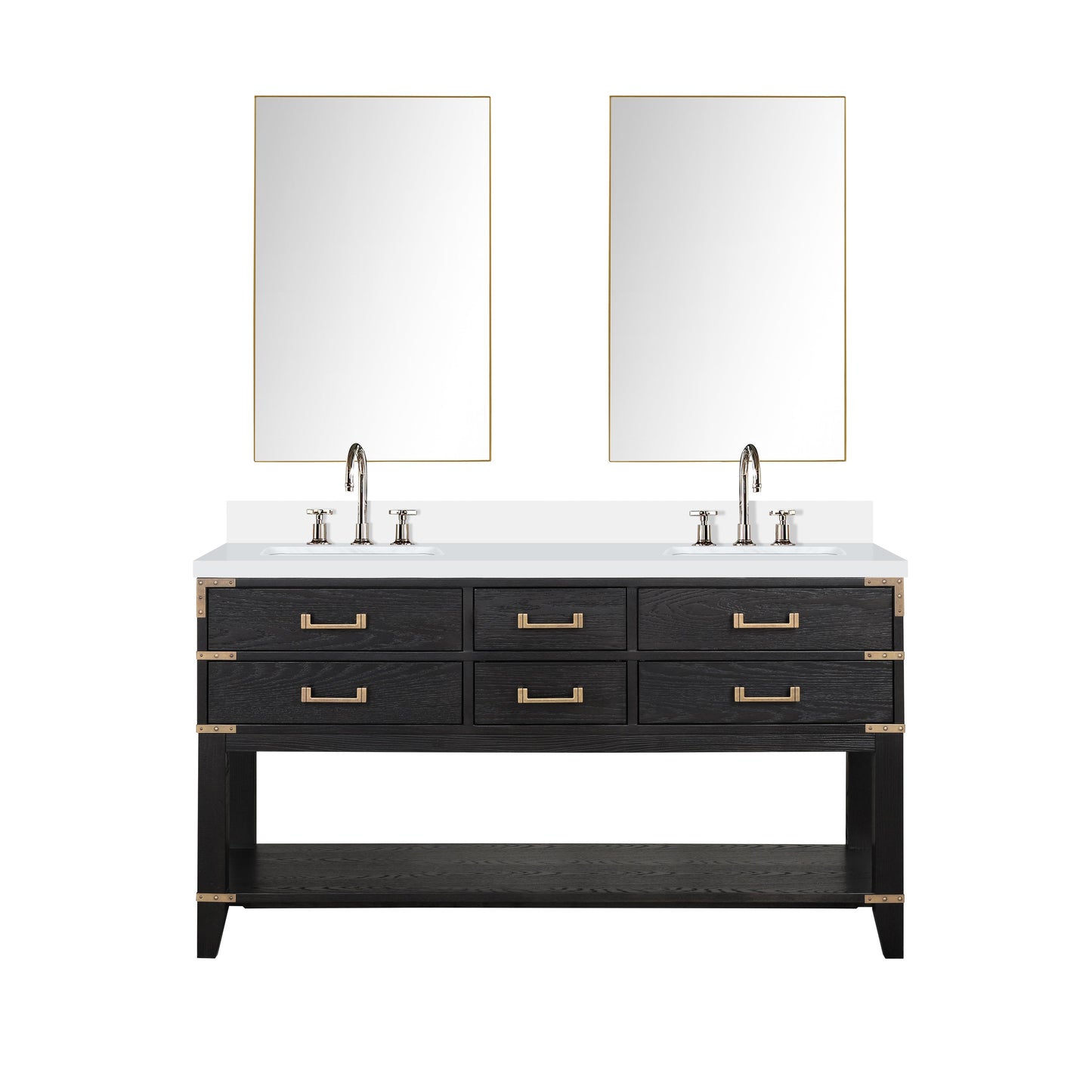 Norwalk 60 in W x 22 in D Black Oak Double Bath Vanity