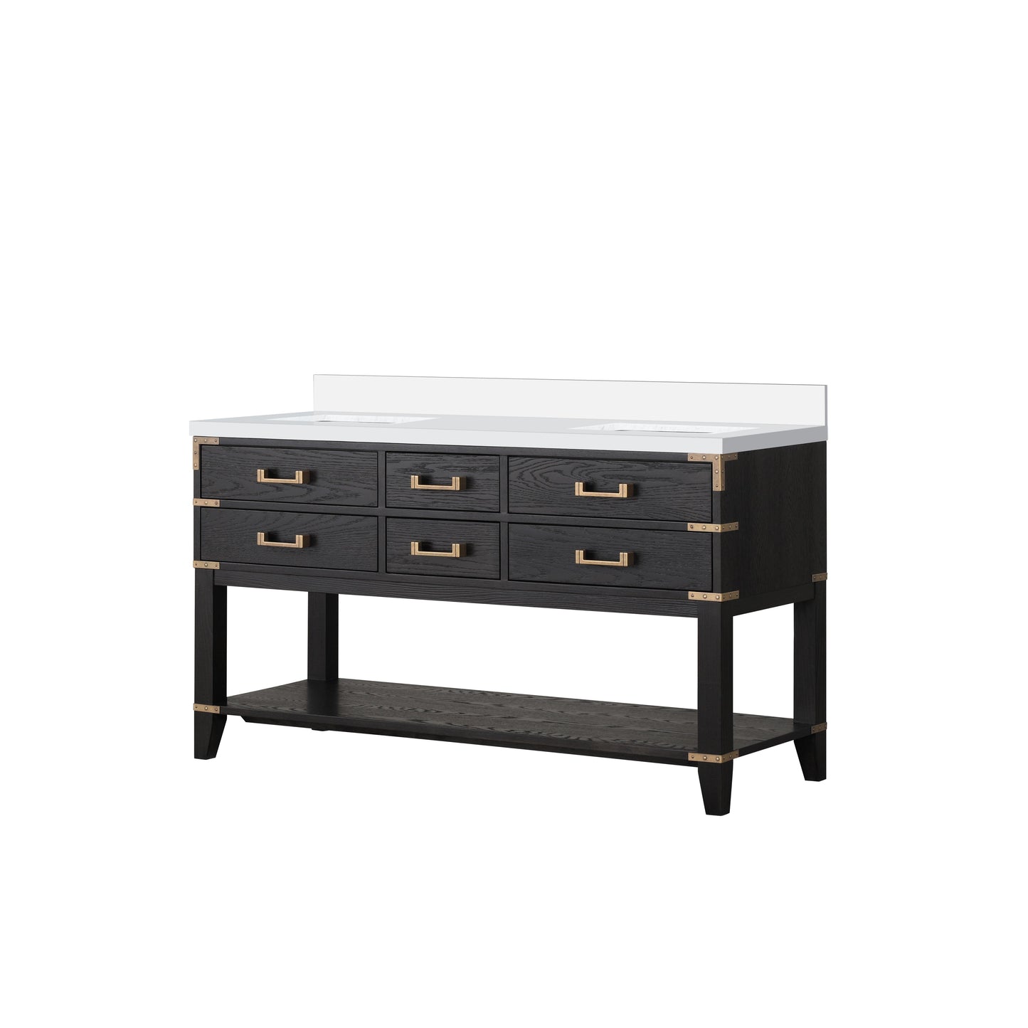 Norwalk 60 in W x 22 in D Black Oak Double Bath Vanity