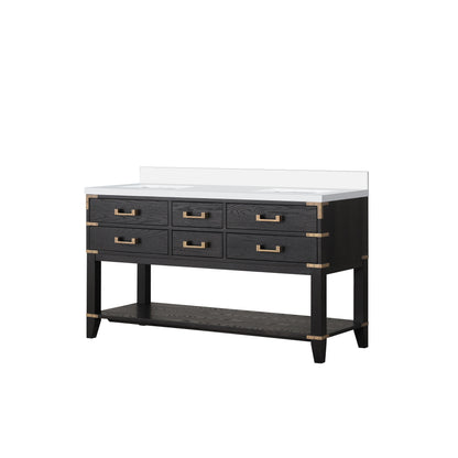 Norwalk 60 in W x 22 in D Black Oak Double Bath Vanity