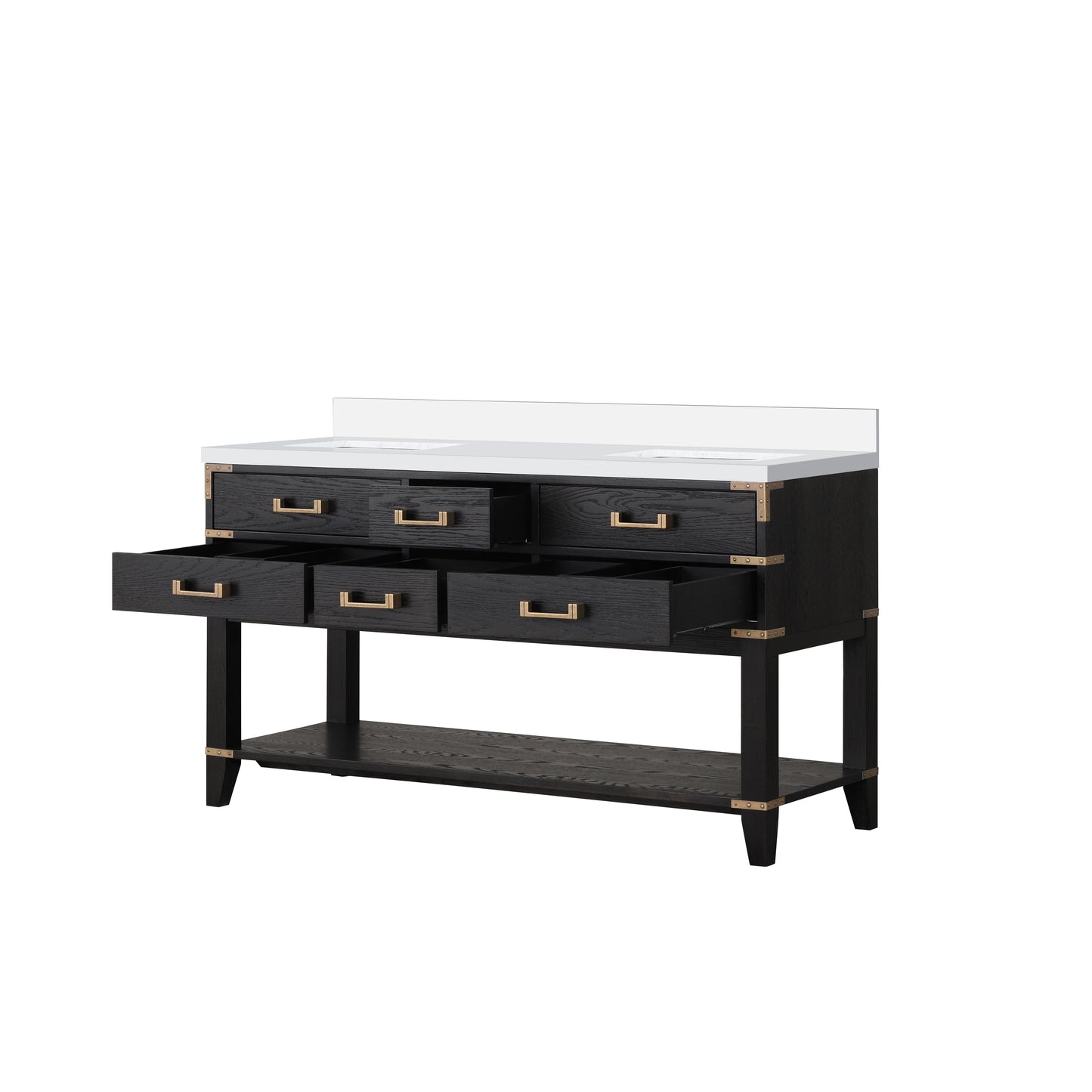 Norwalk 60 in W x 22 in D Black Oak Double Bath Vanity