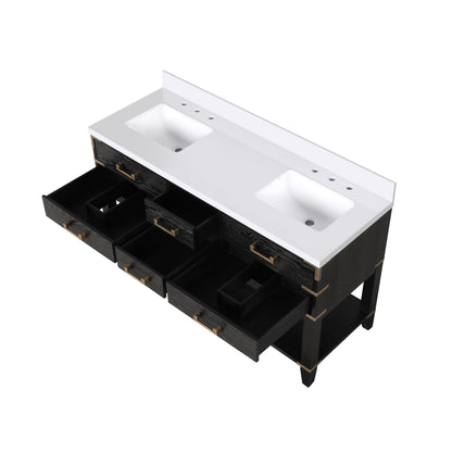 Norwalk 60 in W x 22 in D Black Oak Double Bath Vanity