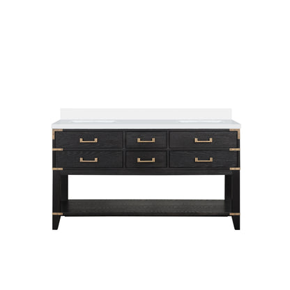 Norwalk 60 in W x 22 in D Black Oak Double Bath Vanity