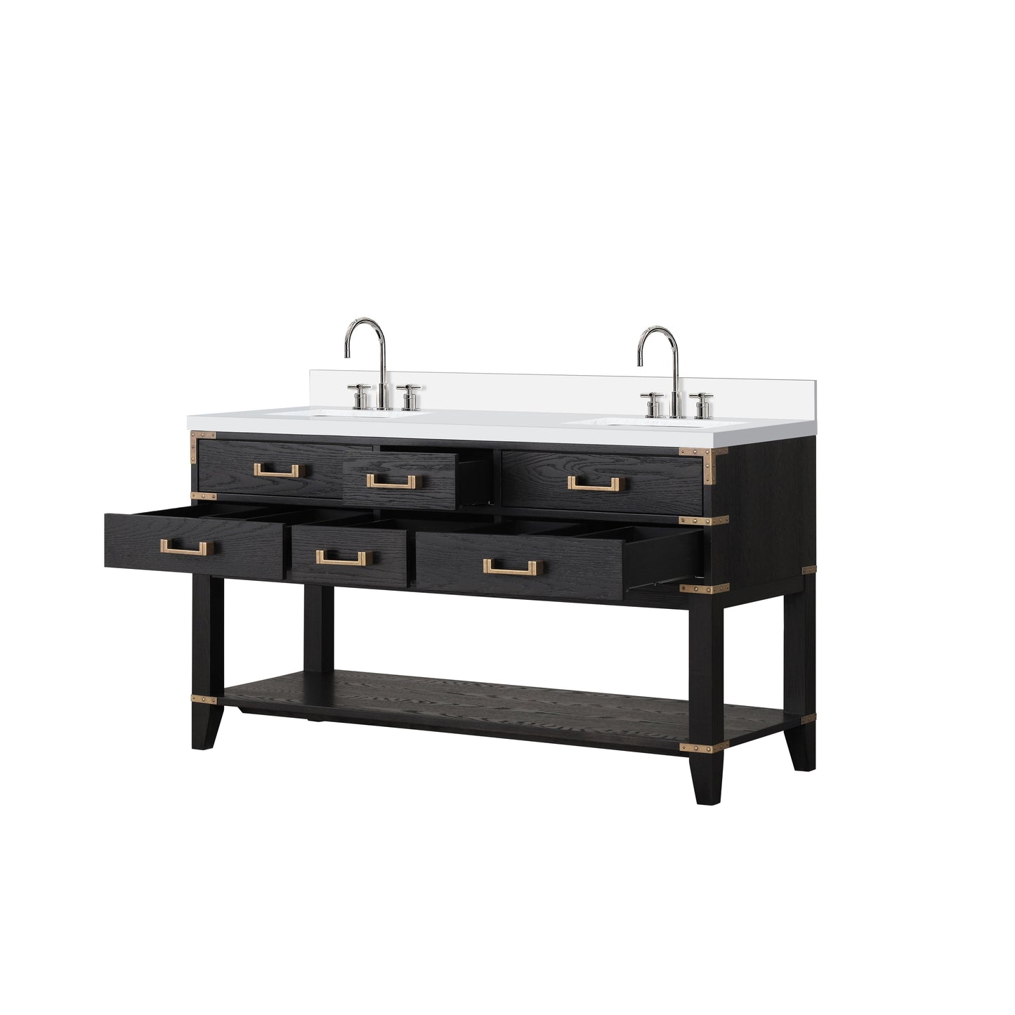 Norwalk 60 in W x 22 in D Black Oak Double Bath Vanity