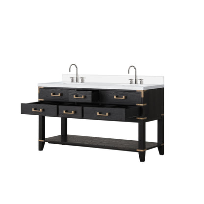 Norwalk 60 in W x 22 in D Black Oak Double Bath Vanity