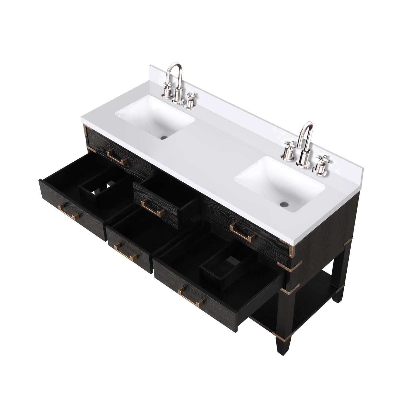 Norwalk 60 in W x 22 in D Black Oak Double Bath Vanity