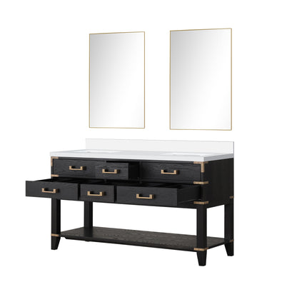 Norwalk 60 in W x 22 in D Black Oak Double Bath Vanity