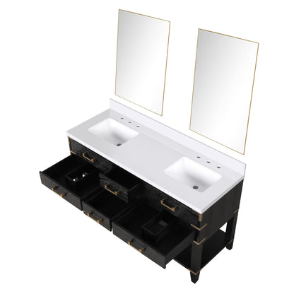 Norwalk 60 in W x 22 in D Black Oak Double Bath Vanity
