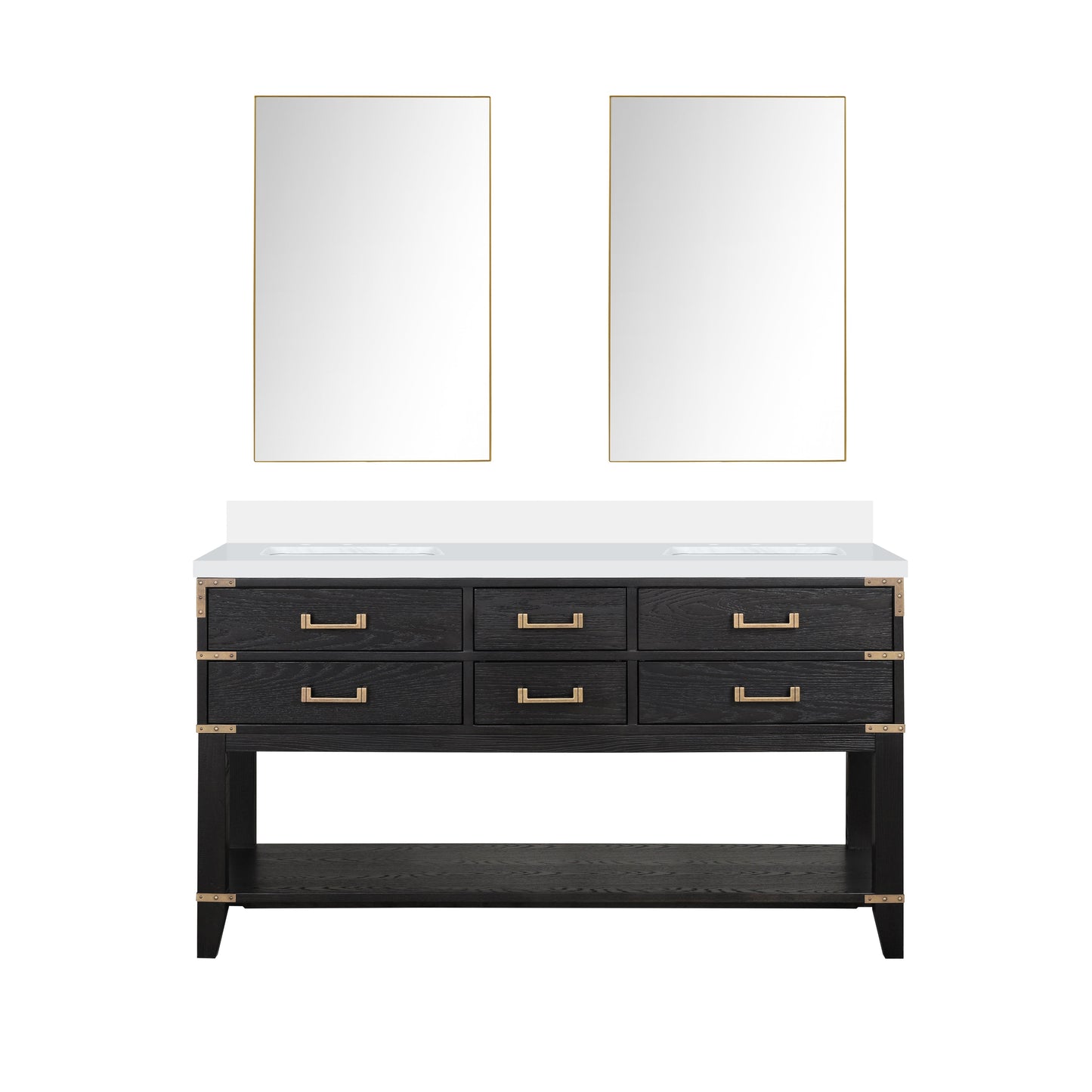 Norwalk 60 in W x 22 in D Black Oak Double Bath Vanity