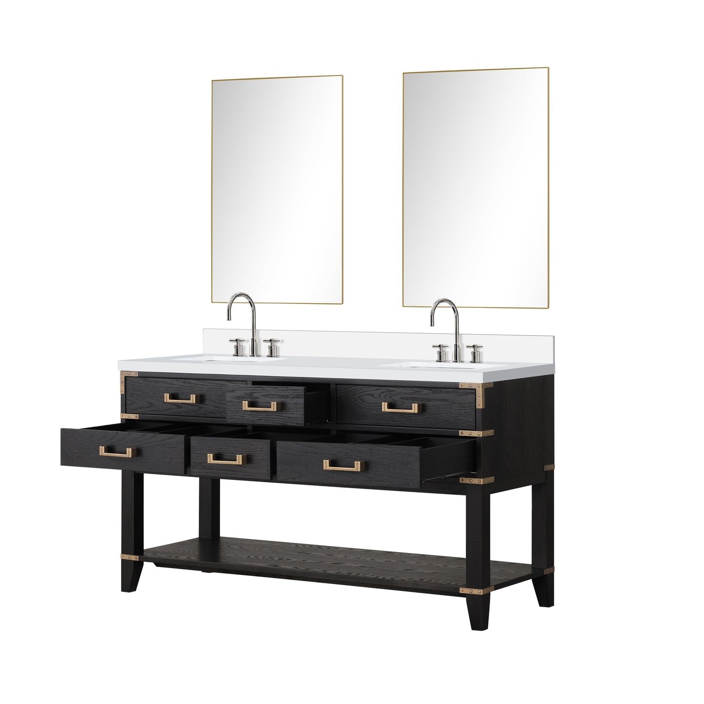 Norwalk 60 in W x 22 in D Black Oak Double Bath Vanity