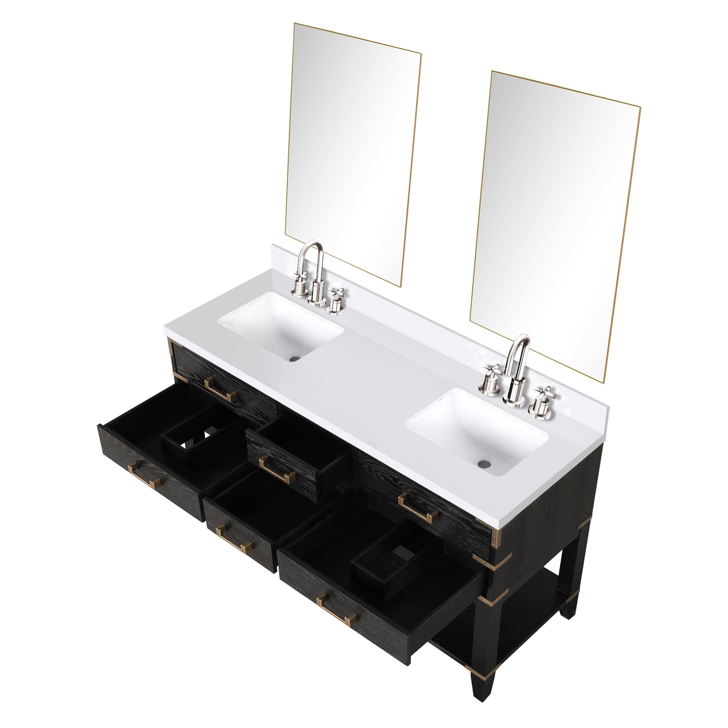 Norwalk 60 in W x 22 in D Black Oak Double Bath Vanity