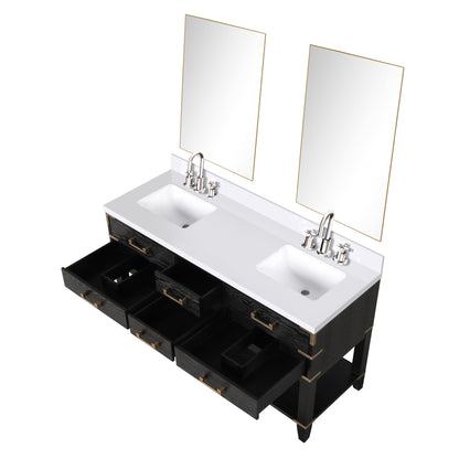 Norwalk 60 in W x 22 in D Black Oak Double Bath Vanity