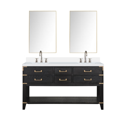 Norwalk 60 in W x 22 in D Black Oak Double Bath Vanity