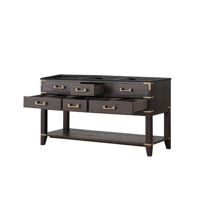 Norwalk 60 in W x 22 in D Brown Oak Double Bath Vanity