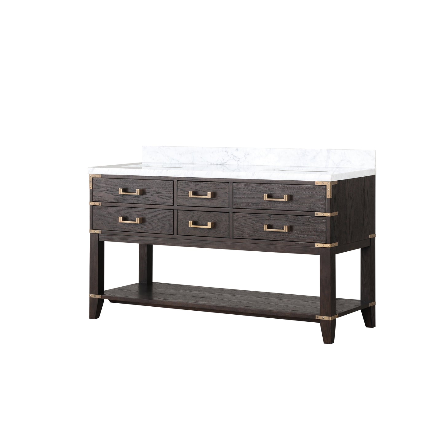 Norwalk 60 in W x 22 in D Brown Oak Double Bath Vanity