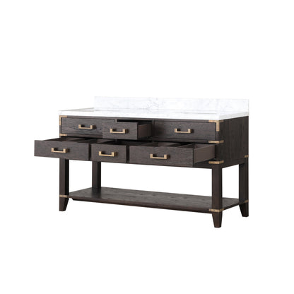 Norwalk 60 in W x 22 in D Brown Oak Double Bath Vanity