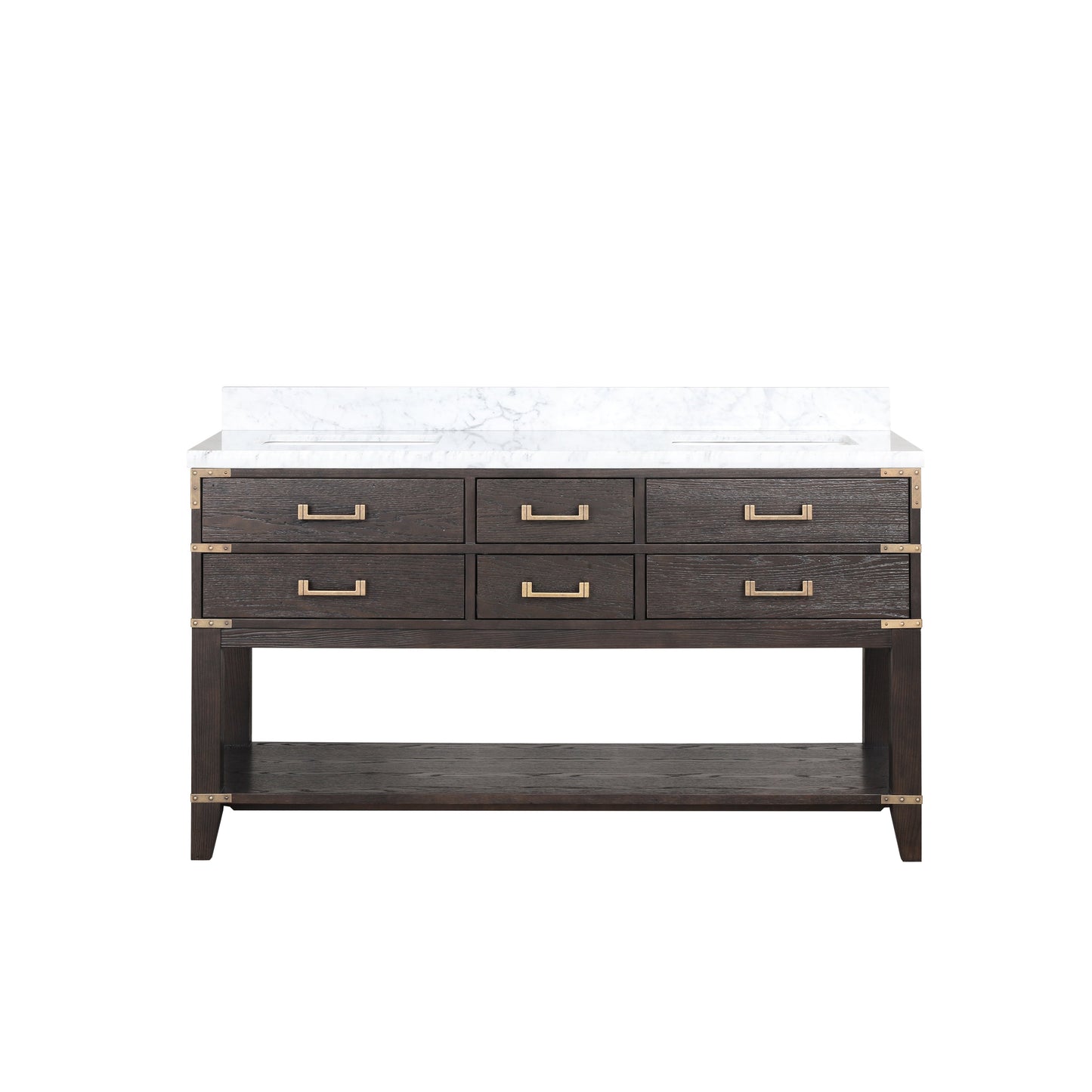 Norwalk 60 in W x 22 in D Brown Oak Double Bath Vanity