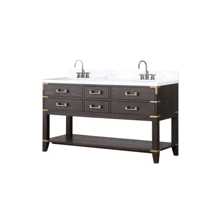 Norwalk 60 in W x 22 in D Brown Oak Double Bath Vanity