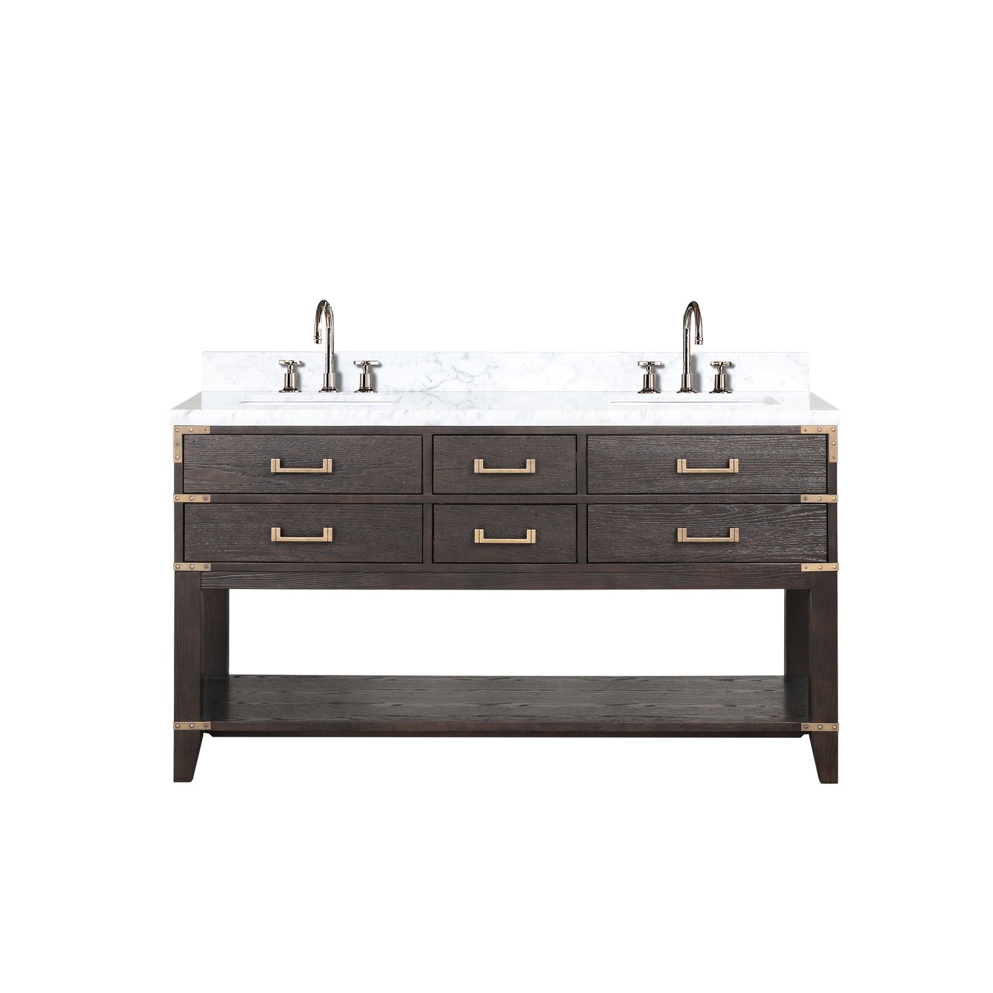 Norwalk 60 in W x 22 in D Brown Oak Double Bath Vanity