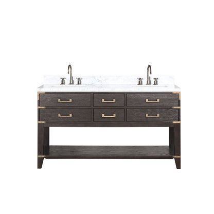 Norwalk 60 in W x 22 in D Brown Oak Double Bath Vanity