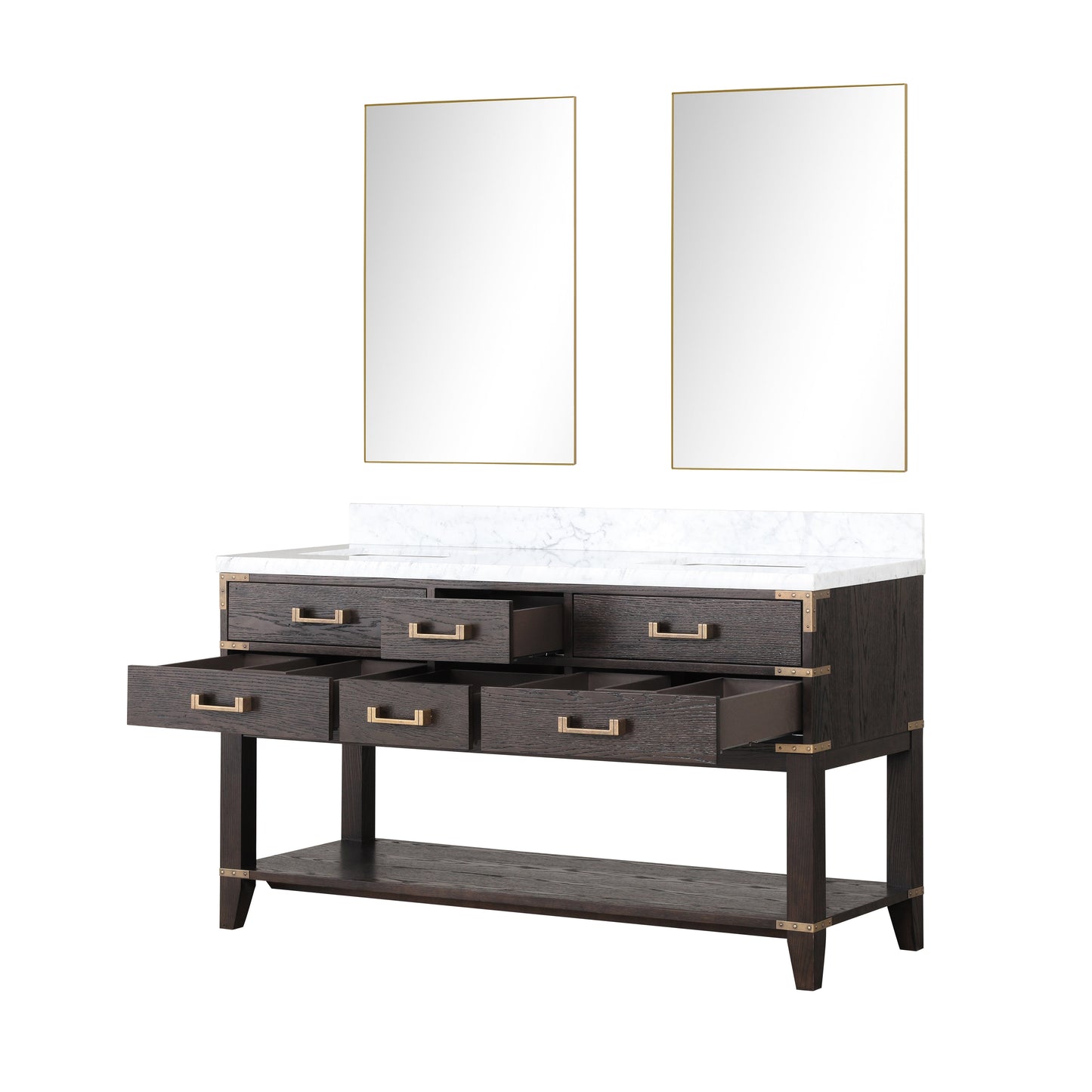 Norwalk 60 in W x 22 in D Brown Oak Double Bath Vanity