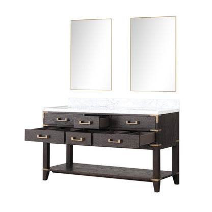 Norwalk 60 in W x 22 in D Brown Oak Double Bath Vanity
