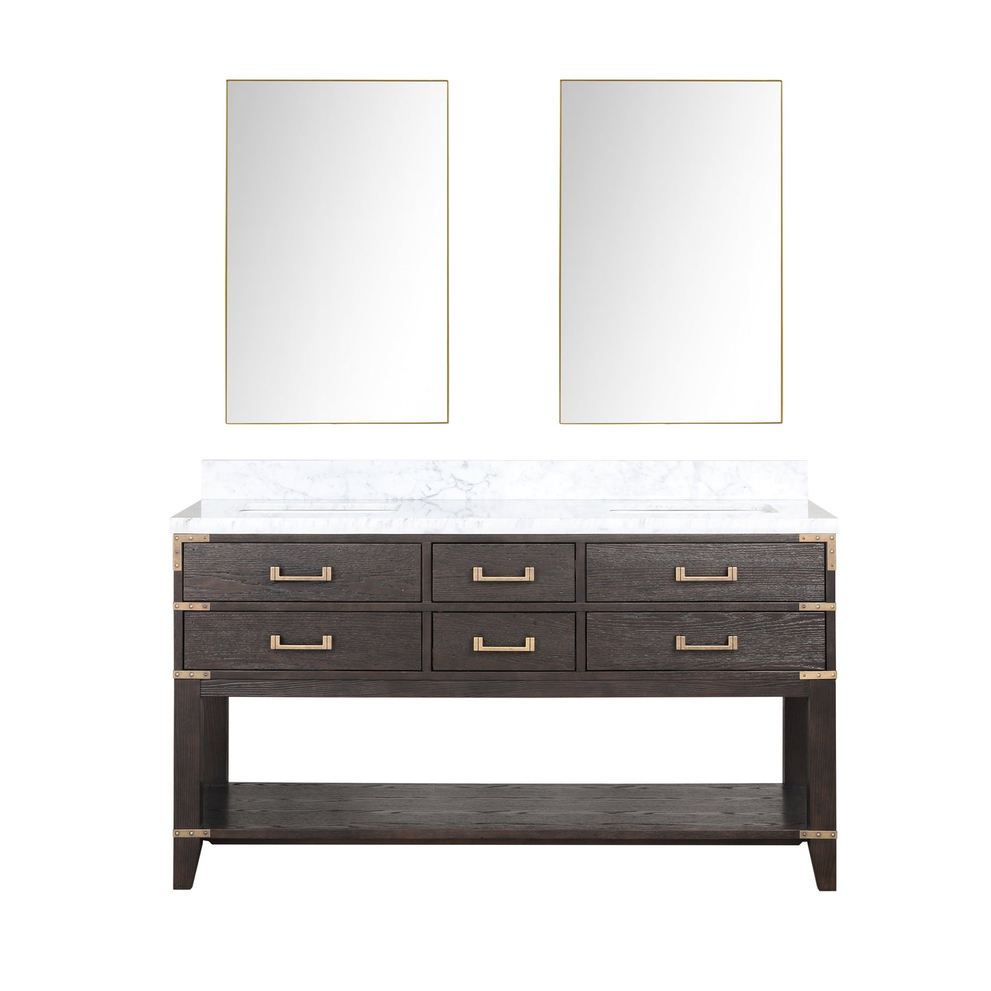 Norwalk 60 in W x 22 in D Brown Oak Double Bath Vanity