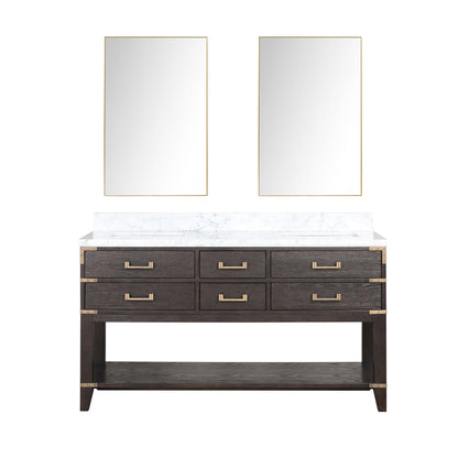 Norwalk 60 in W x 22 in D Brown Oak Double Bath Vanity