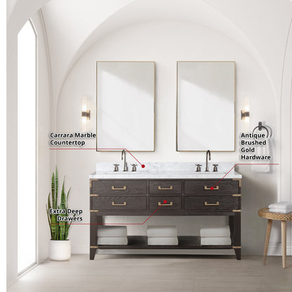 Norwalk 60 in W x 22 in D Brown Oak Double Bath Vanity