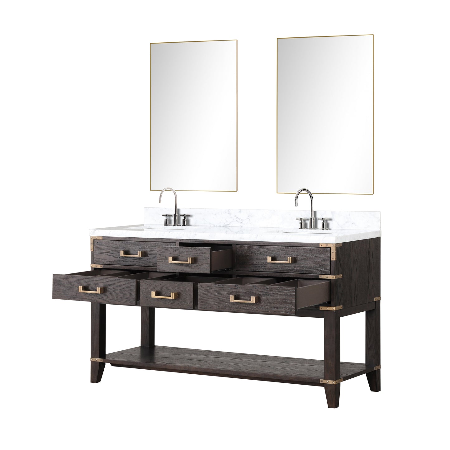 Norwalk 60 in W x 22 in D Brown Oak Double Bath Vanity