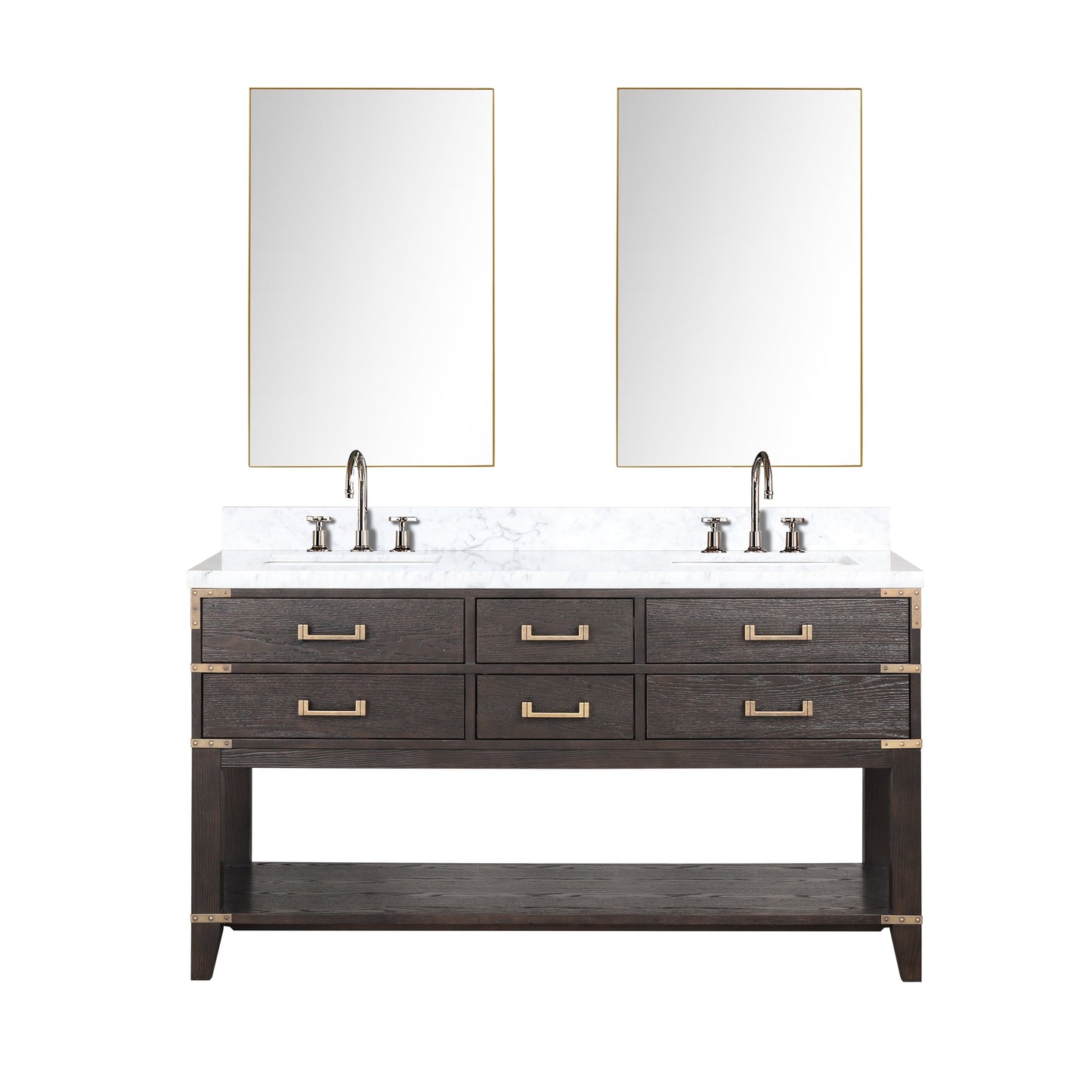 Norwalk 60 in W x 22 in D Brown Oak Double Bath Vanity
