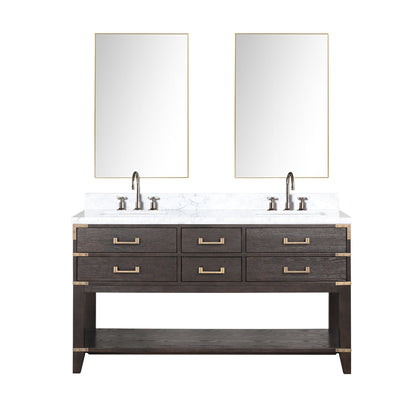 Norwalk 60 in W x 22 in D Brown Oak Double Bath Vanity