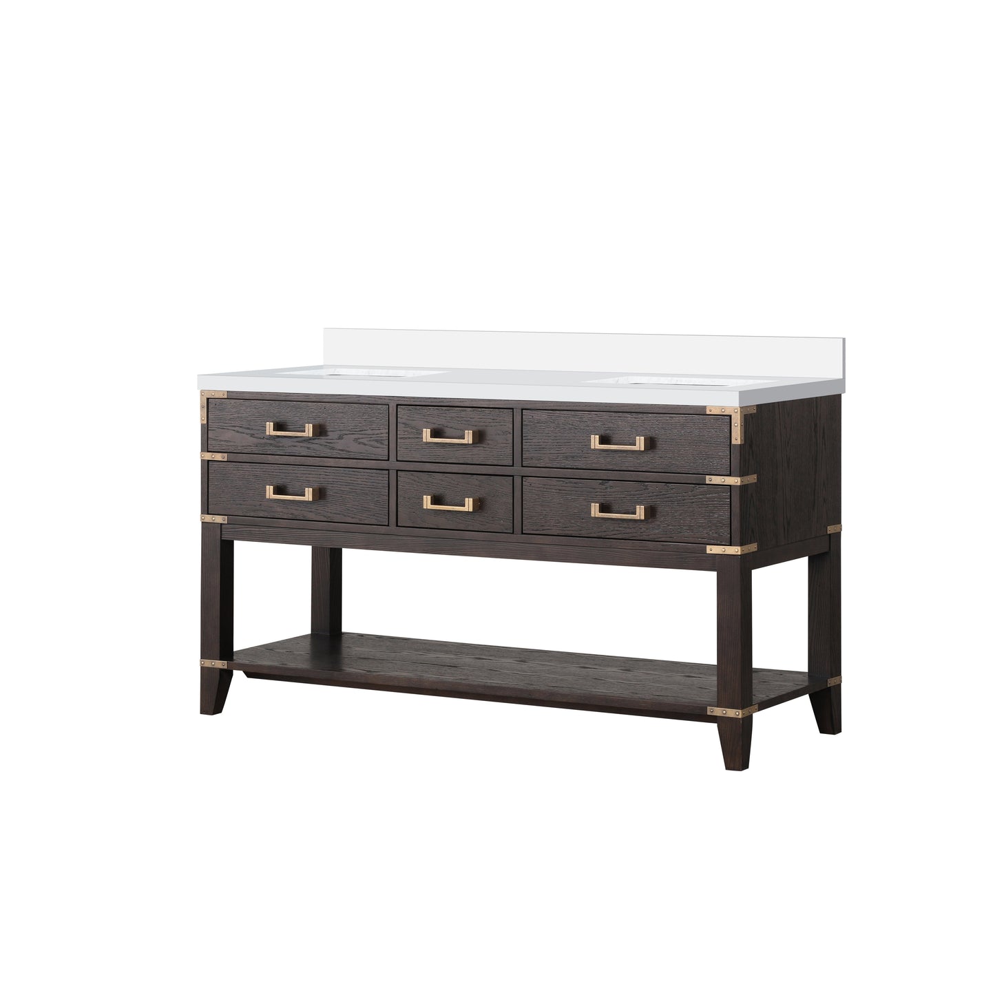 Norwalk 60 in W x 22 in D Brown Oak Double Bath Vanity
