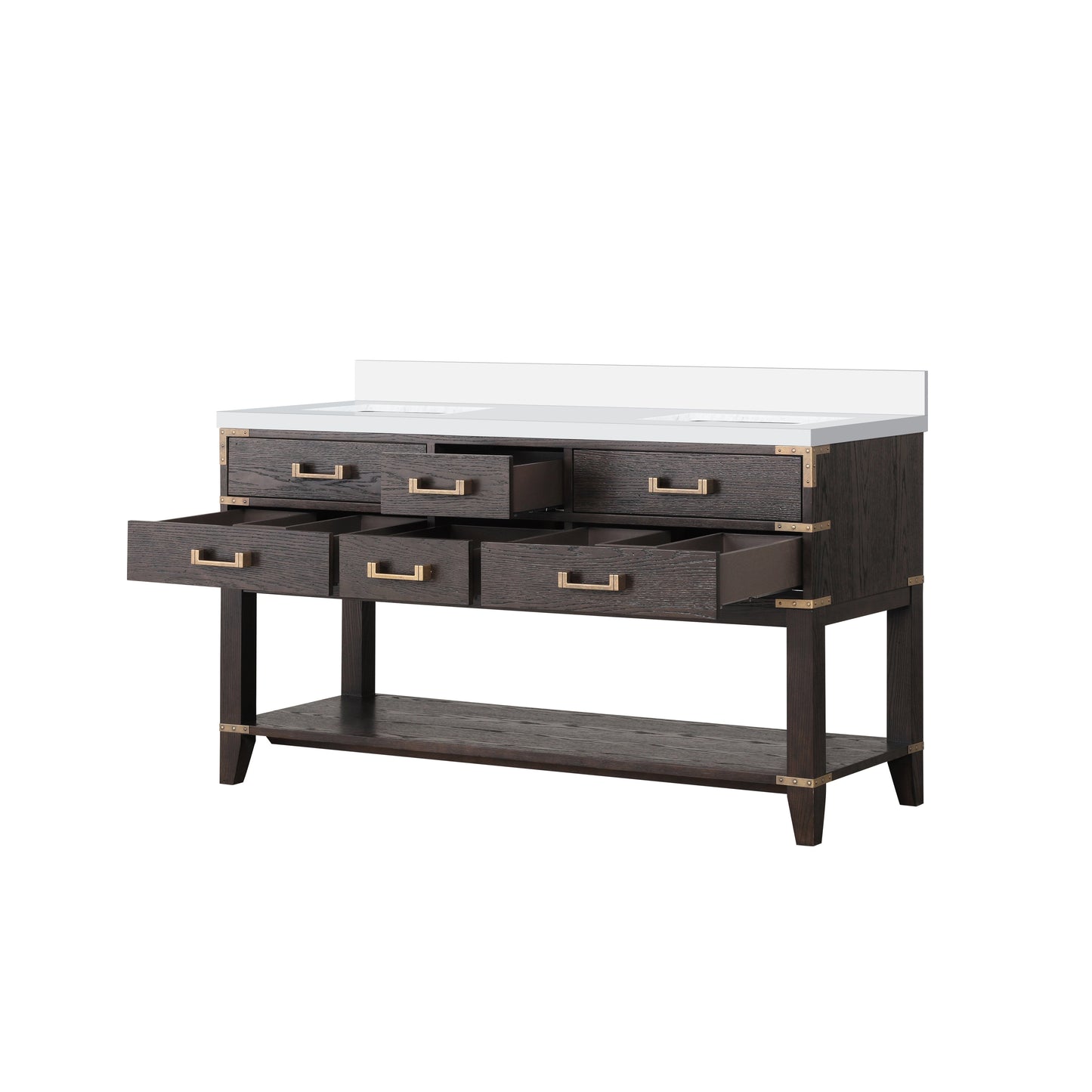 Norwalk 60 in W x 22 in D Brown Oak Double Bath Vanity