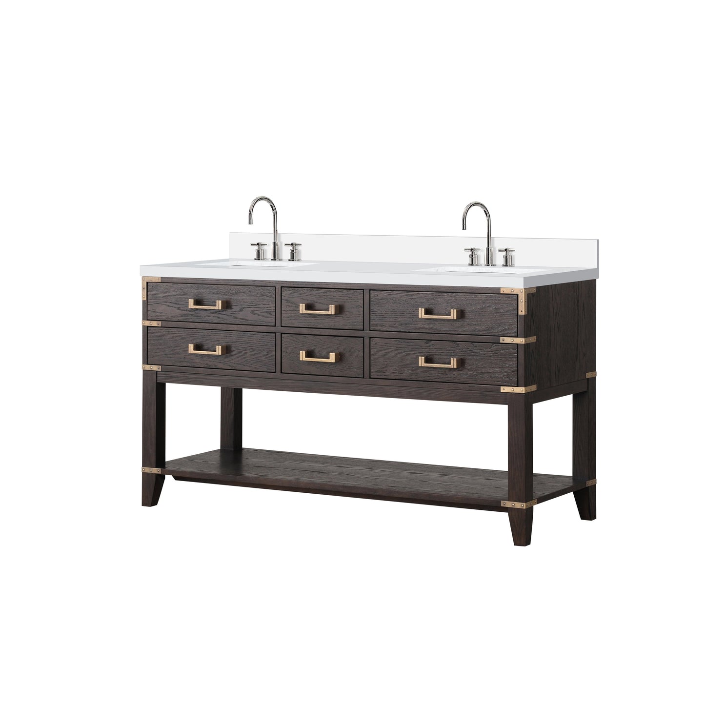 Norwalk 60 in W x 22 in D Brown Oak Double Bath Vanity