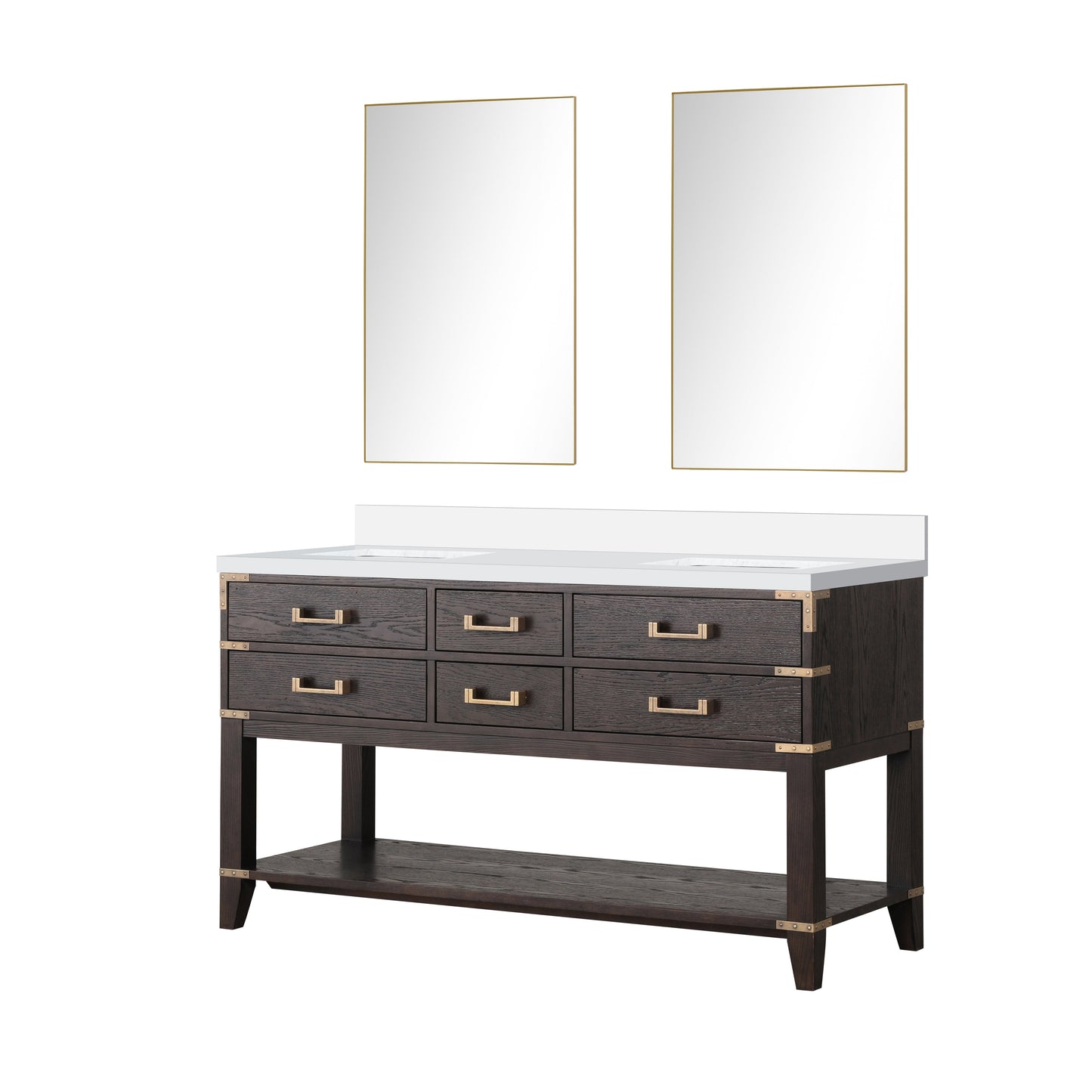 Norwalk 60 in W x 22 in D Brown Oak Double Bath Vanity