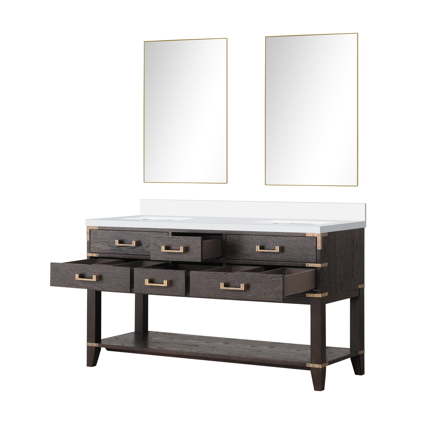 Norwalk 60 in W x 22 in D Brown Oak Double Bath Vanity