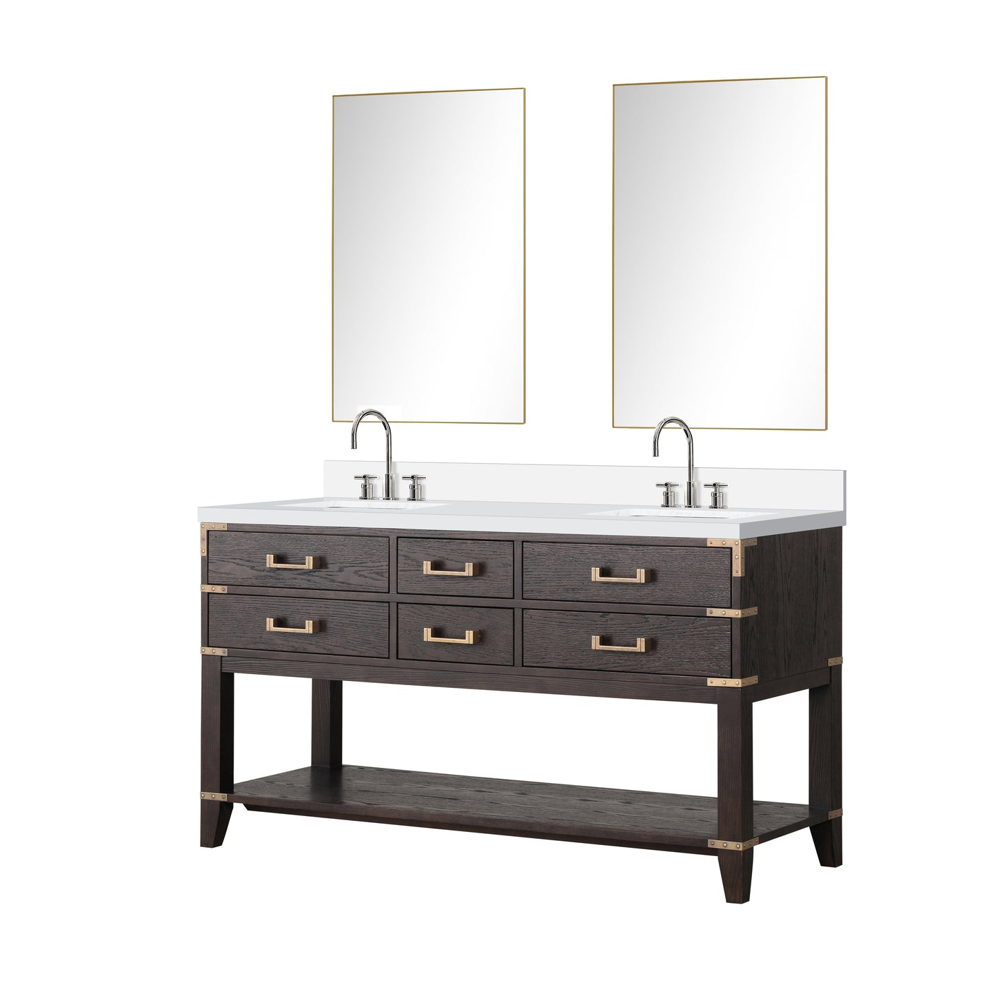 Norwalk 60 in W x 22 in D Brown Oak Double Bath Vanity