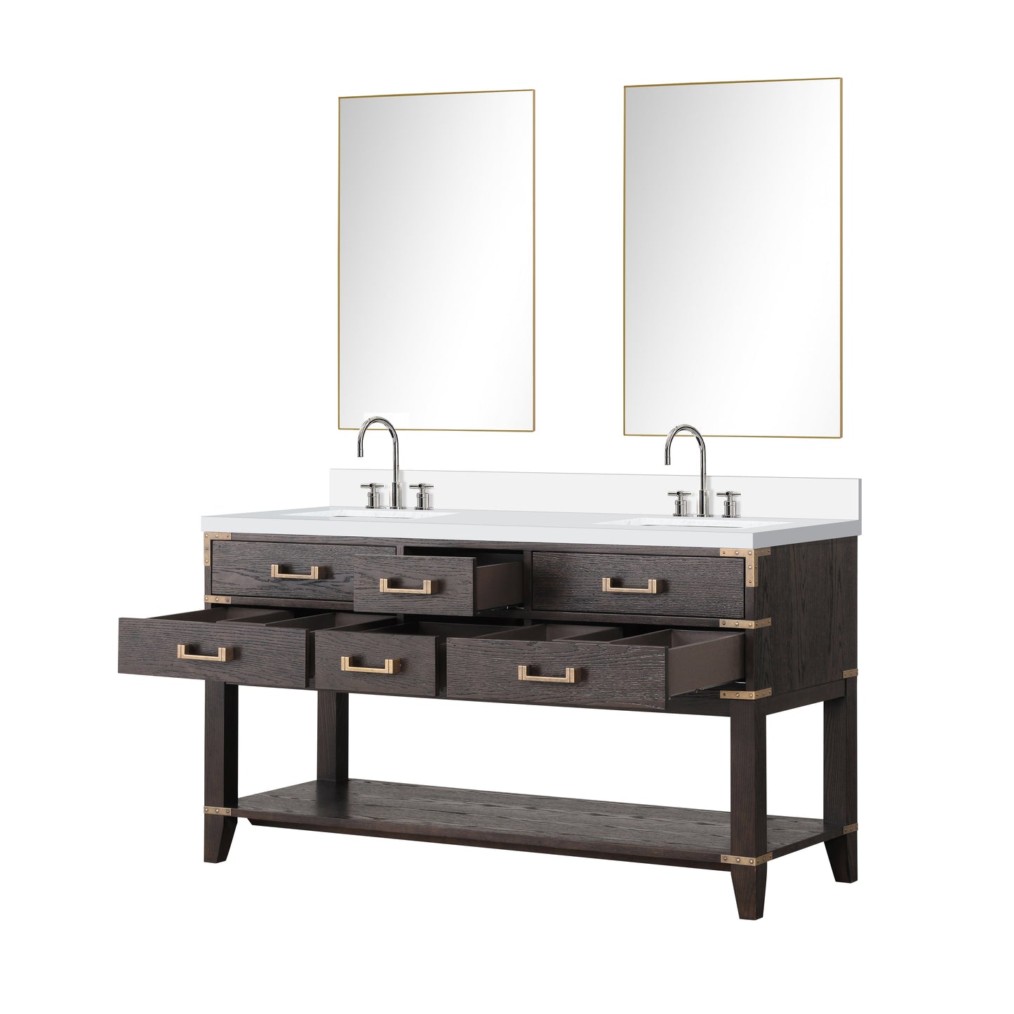 Norwalk 60 in W x 22 in D Brown Oak Double Bath Vanity