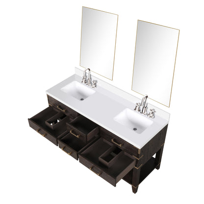 Norwalk 60 in W x 22 in D Brown Oak Double Bath Vanity