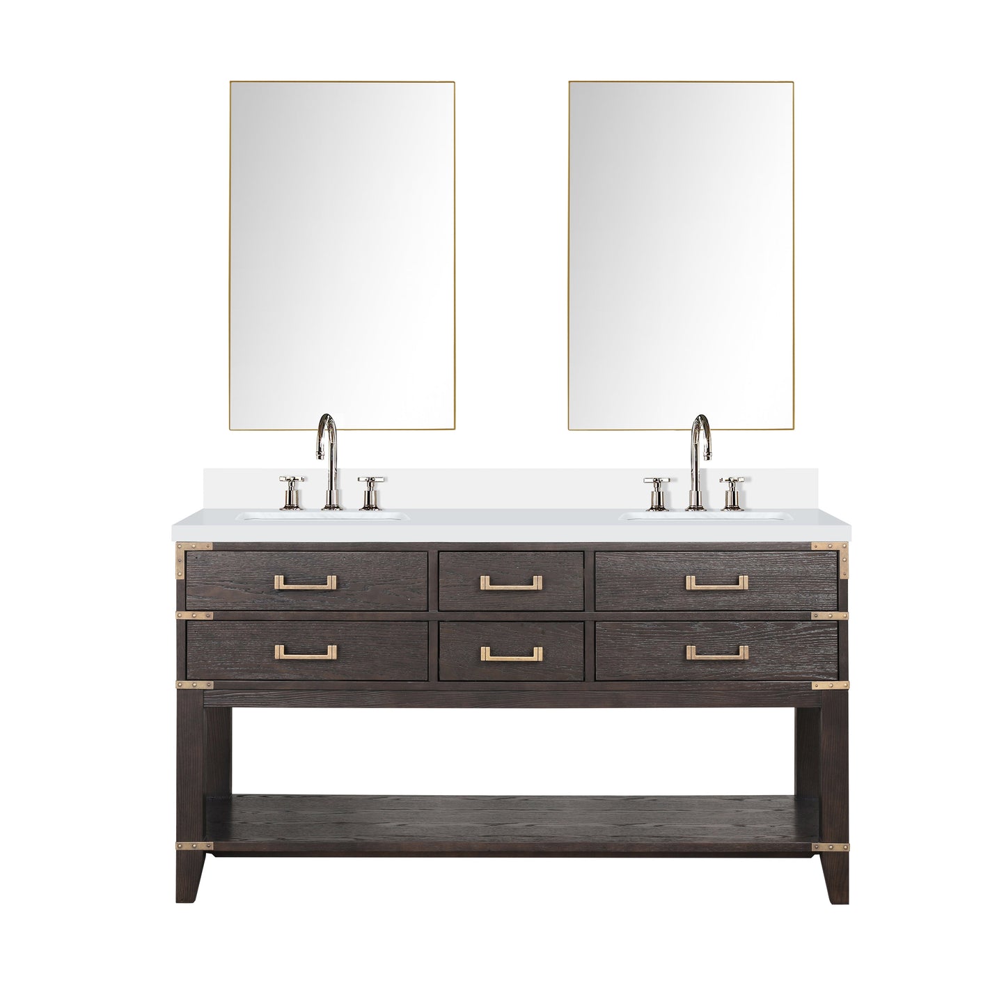 Norwalk 60 in W x 22 in D Brown Oak Double Bath Vanity