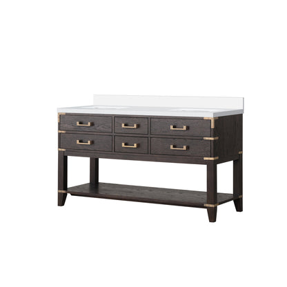Norwalk 60 in W x 22 in D Brown Oak Double Bath Vanity