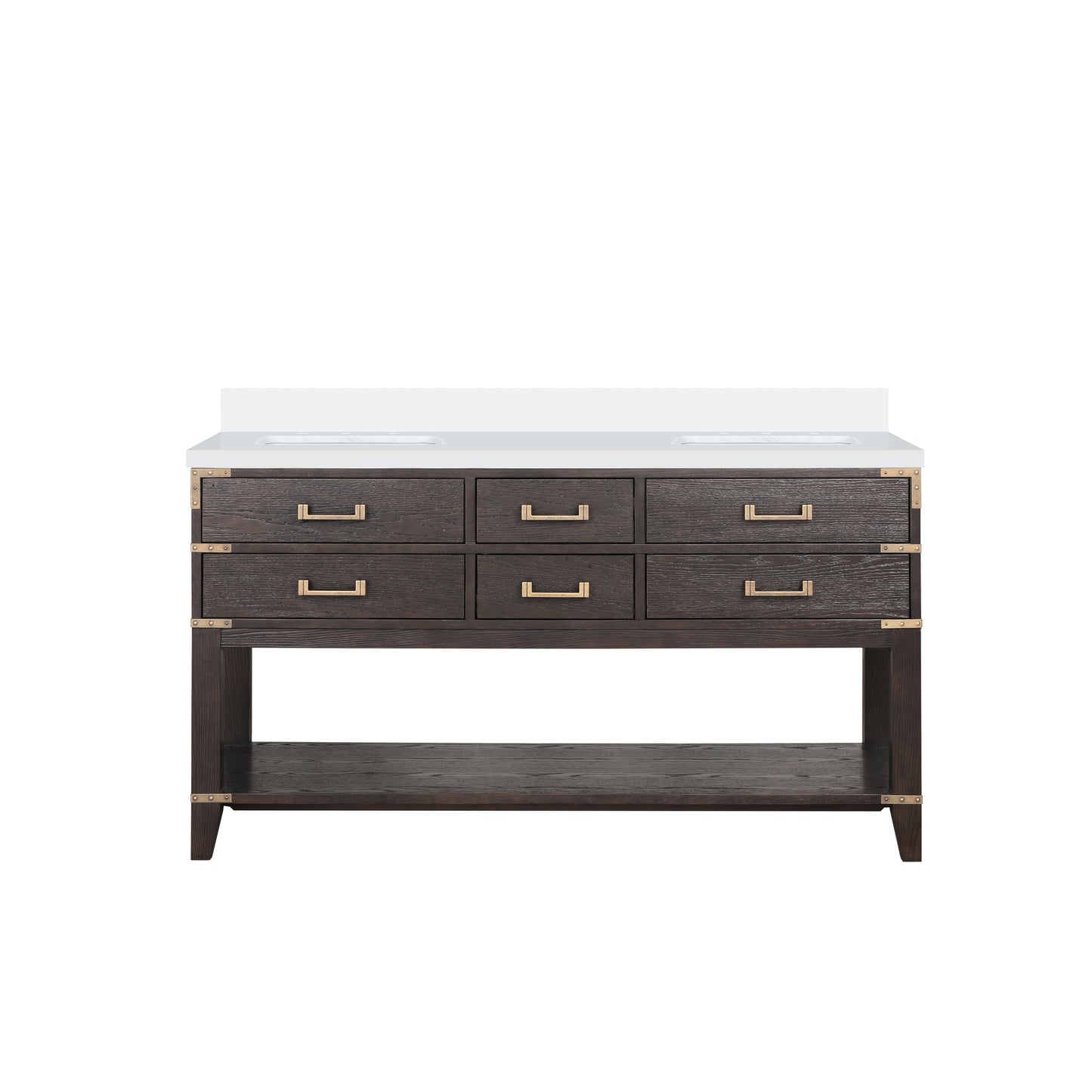 Norwalk 60 in W x 22 in D Brown Oak Double Bath Vanity