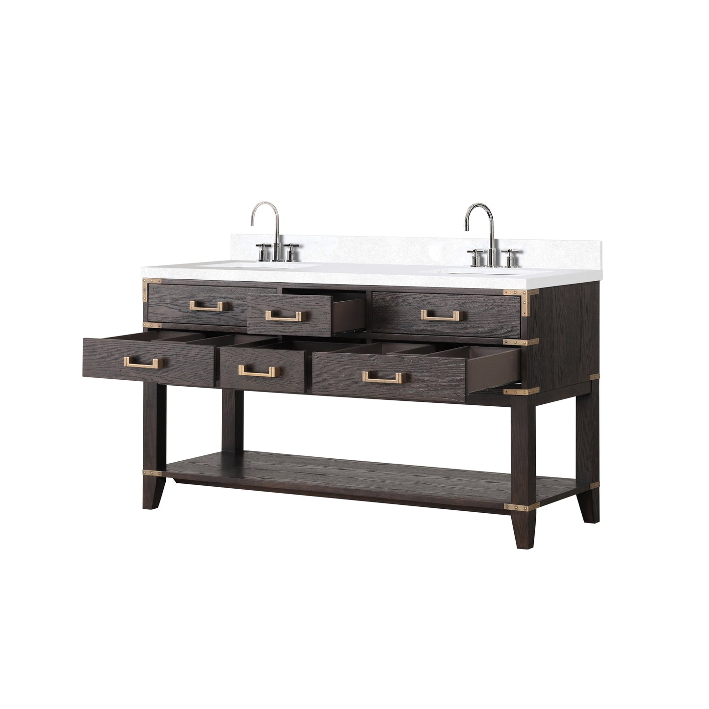 Norwalk 60 in W x 22 in D Brown Oak Double Bath Vanity