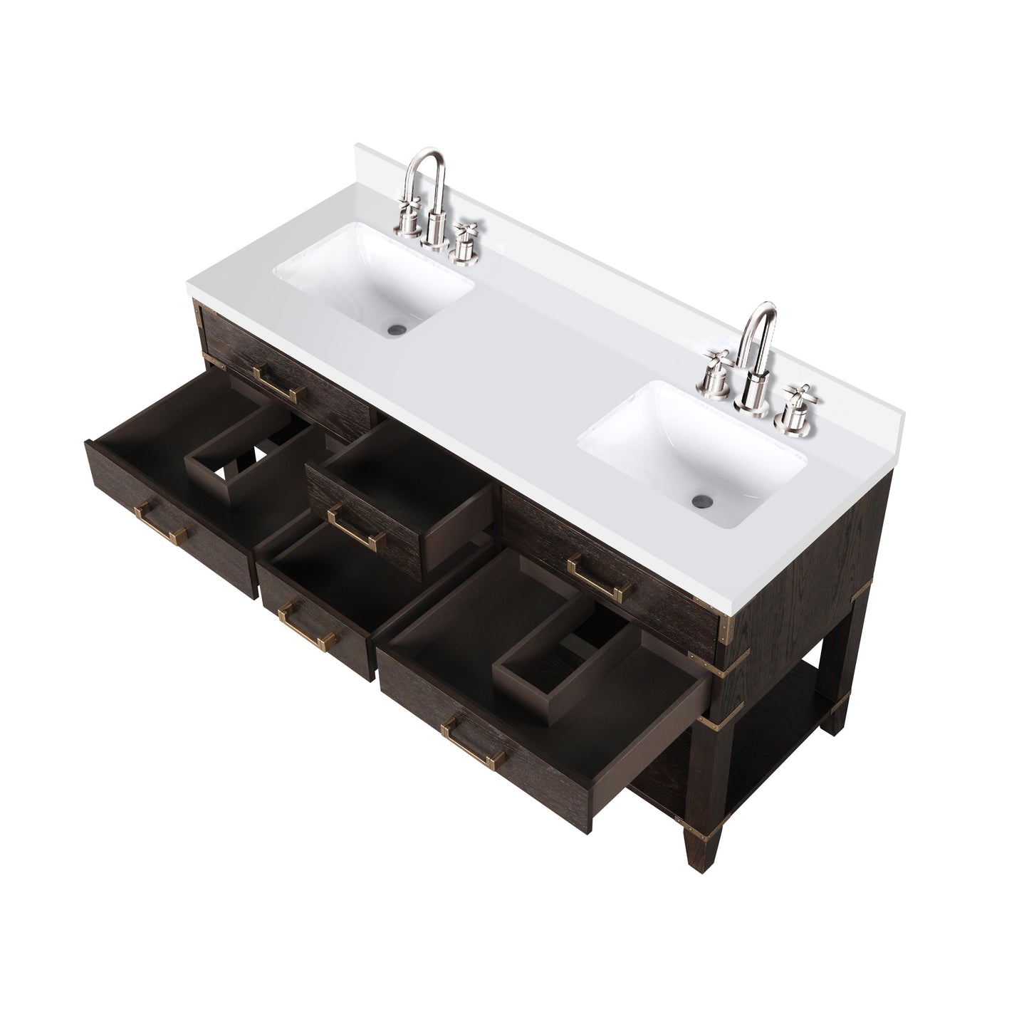 Norwalk 60 in W x 22 in D Brown Oak Double Bath Vanity