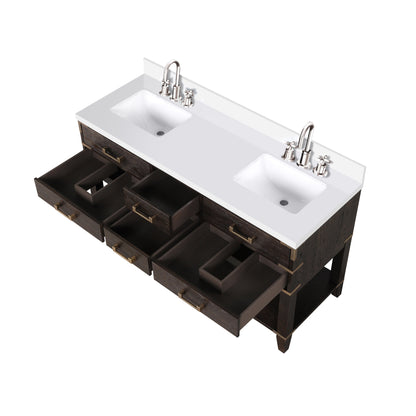 Norwalk 60 in W x 22 in D Brown Oak Double Bath Vanity