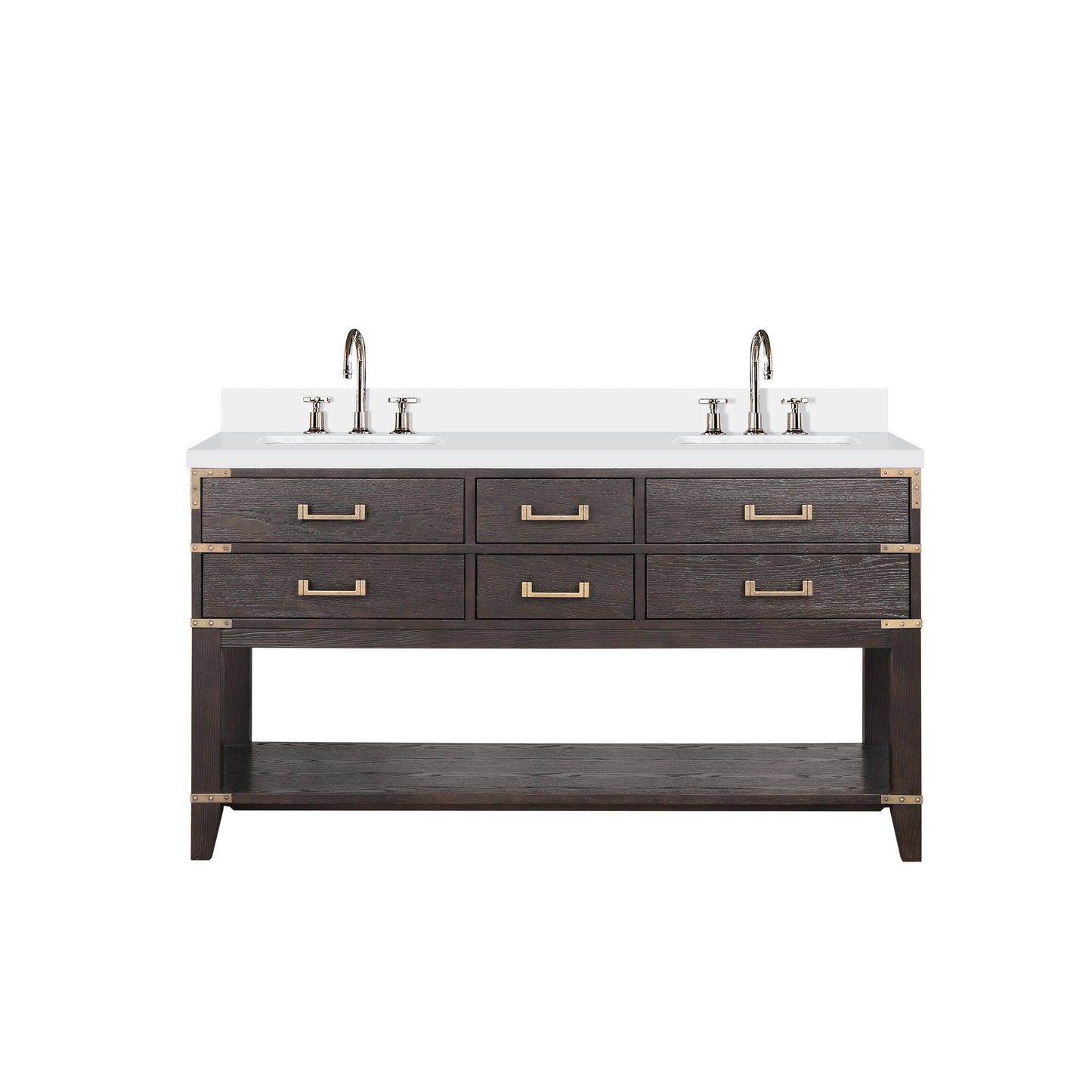 Norwalk 60 in W x 22 in D Brown Oak Double Bath Vanity